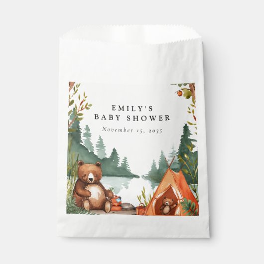 Camping Mountain Rustic Babydusche Geschenktütchen (Vorderseite)