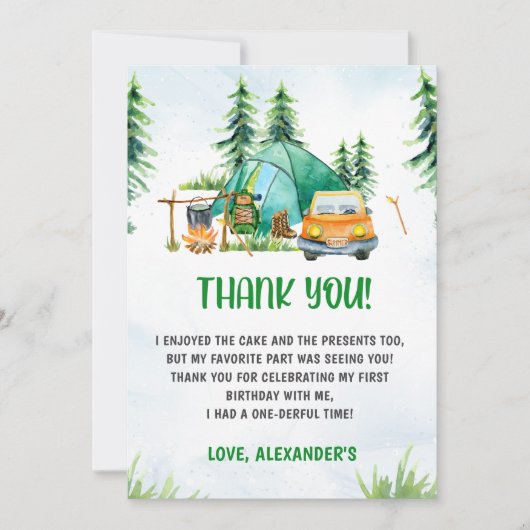 Camping Mountain Rustic Danke Karte (Vorderseite)