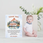 Camping Mountain Rustic Geburtstag Danke Karte (Stehend Vorderseite)