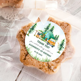 Camping Mountain Rustische Geburtstagsparty Runder Aufkleber