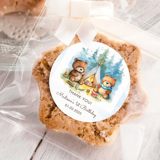 Camping Mountain Rustische Geburtstagsparty Runder Aufkleber