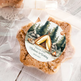 Camping Mountain Rustische Geburtstagsparty Runder Aufkleber