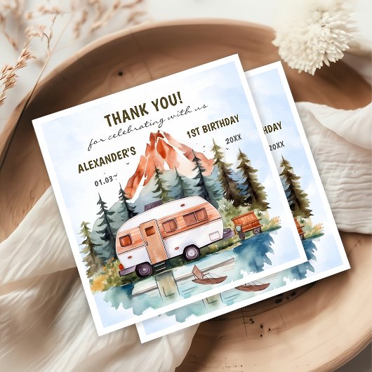 Camping Mountain Rustische Geburtstagsparty Serviette