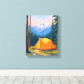Camping Mountain Watercolor Leinwanddruck (Insitu (Holzboden))