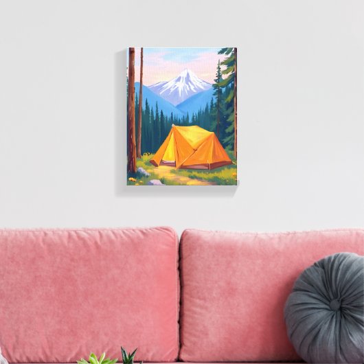 Camping Mountain Watercolor Leinwanddruck (Insitu (Wohnzimmer))