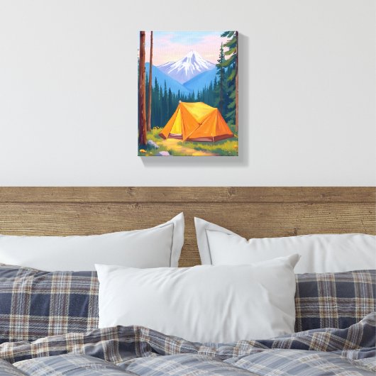Camping Mountain Watercolor Leinwanddruck (Insitu (Schlafzimmer))