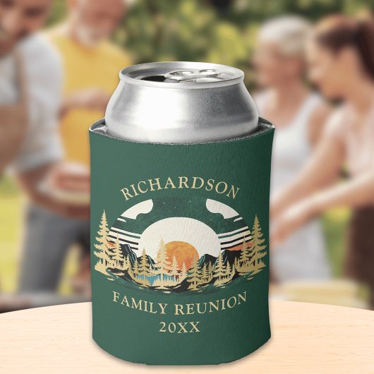 Camping Mountains Sunset Green Family Wiedersehen Dosenkühler