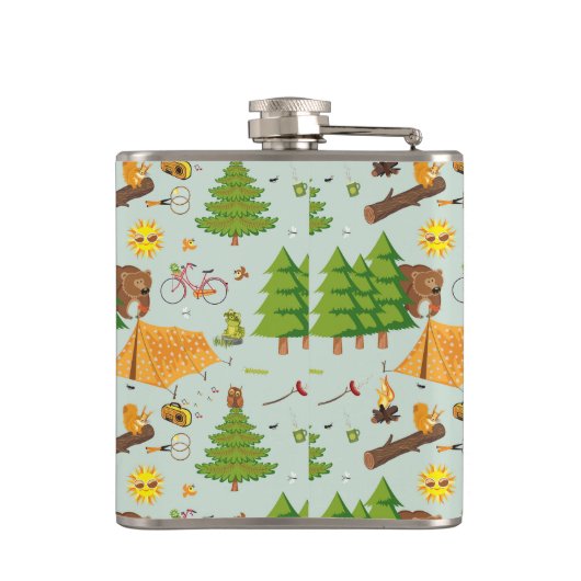 Camping Muster Flachmann (Rückseite)