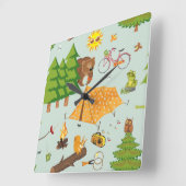 Camping Muster Quadratische Wanduhr (Winkel)