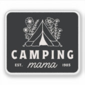 Camping-Mutter Camper Mama Mutter skurril schwarz Aufkleber (Vorderseite)