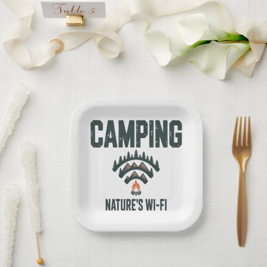 Camping Naturen Wifi Pappteller (Hochzeit)