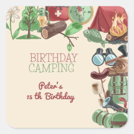 Camping Naturwandern zum Geburtstag für Kinder Quadratischer Aufkleber