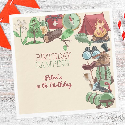 Camping Naturwandern zum Geburtstag für Kinder Serviette
