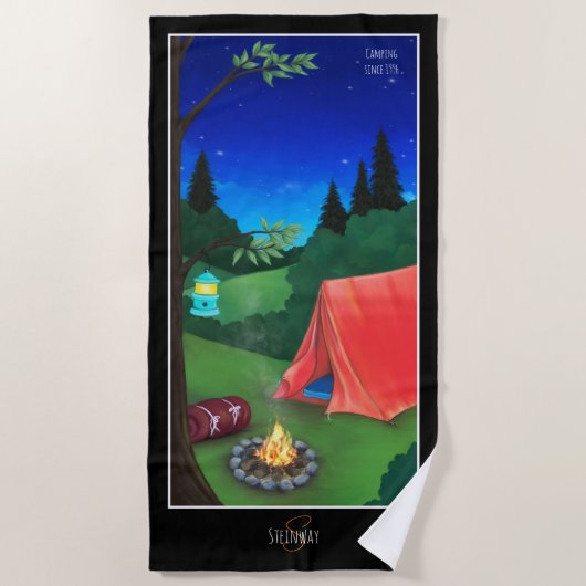 Camping Night Beach Handtuch (Vorderseite)