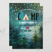 Camping Night Time Forest Wilderness Geburtstag Einladung (Vorne/Hinten)