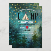 Camping Night Time Forest Wilderness Geburtstag Einladung (Vorne/Hinten)