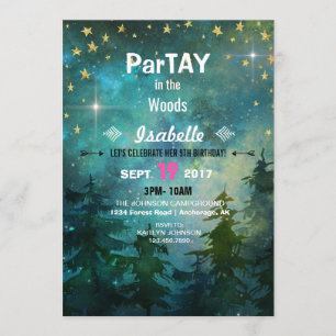 Camping Night Time Wald Wildnis Einladung