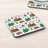 Camping oder Mittelwesten - Happy Camper Getränkeuntersetzer (Linke Seite)