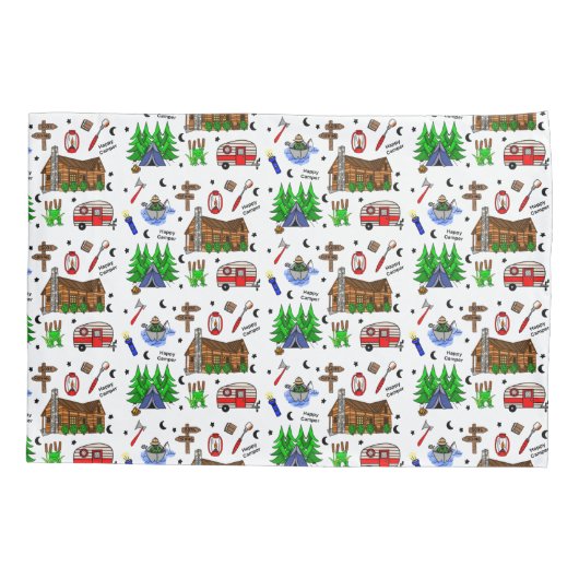 Camping oder Mittelwesten - Happy Camper Kissenbezug (Rückseite)