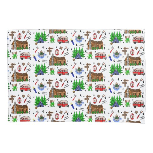 Camping oder Mittelwesten - Happy Camper Kissenbezug (Vorderseite)