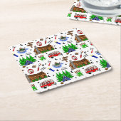 Camping oder Mittelwesten - Happy Camper Rechteckiger Pappuntersetzer (angewinkelt)