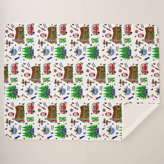 Camping oder Mittelwesten - Happy Camper Sherpadecke (Vorderseite (Horizontal))