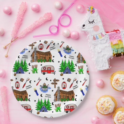Camping oder Mittelwestlich Themenglückscamper Geb Pappteller (Party)