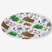 Camping oder Mittelwestlich Themenglückscamper Geb Pappteller (Schrägansicht)