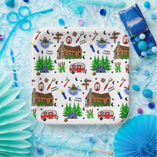 Camping oder Mittelwestlich Themenglückscamper Geb Pappteller (Party)