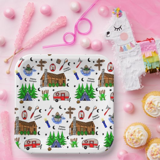 Camping oder Mittelwestlich Themenglückscamper Geb Pappteller (Party)