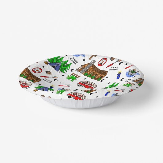 Camping oder Mittelwestlich Themenglückscamper Geb Pappteller (Gewinkelt)
