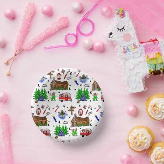 Camping oder Mittelwestlich Themenglückscamper Geb Pappteller (Party)