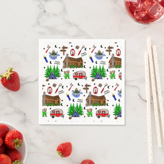 Camping oder Mittelwestlich Themenglückscamper Geb Serviette (Beispiel)