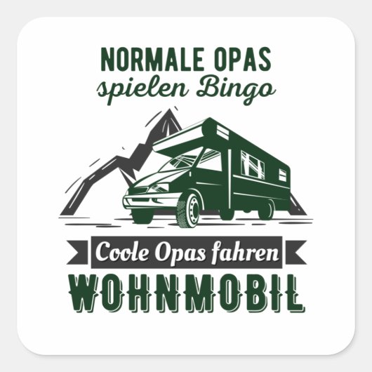 Camping Opa Wohnmobil lustige Spuren Rentner Campe Quadratischer Aufkleber (Vorderseite)