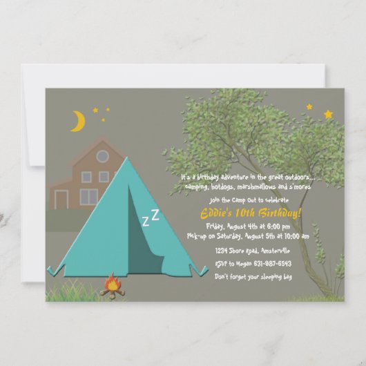 Camping Out Party Einladung (Vorderseite)