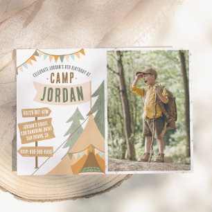 Camping Outdoor-Abenteuer Jungen-Geburtstagsfeier  Einladung