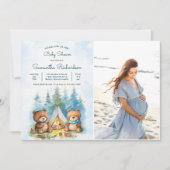 Camping Outdoor Adventure Baby Dusche Foto Einladung (Vorderseite)