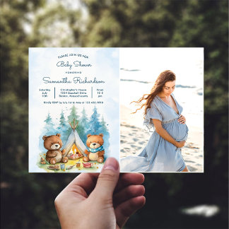 Camping Outdoor Adventure Baby Dusche Foto Einladung