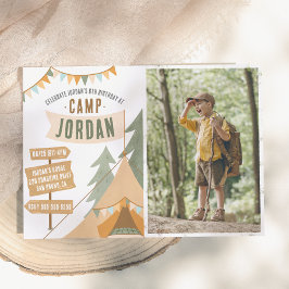 Camping Outdoor Adventure Boy Birthday Party Foto Einladung