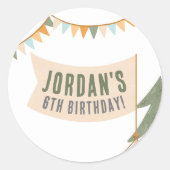 Camping Outdoor Adventure Boy Geburtstagsparty Runder Aufkleber (Vorderseite)