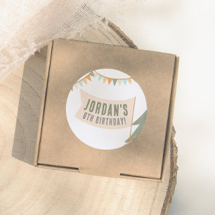 Camping Outdoor Adventure Boy Geburtstagsparty Runder Aufkleber