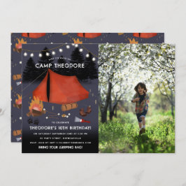 Camping Outdoor Adventure Campfire Geburtstag Foto Einladung