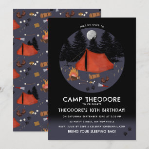Camping Outdoor Adventure Campfire Geburtstagspart Einladung