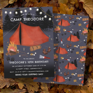 Camping Outdoor Adventure Campfire Geburtstagspart Einladung