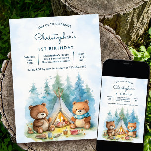 Camping Outdoor Adventure Geburtstagsparty Einladung