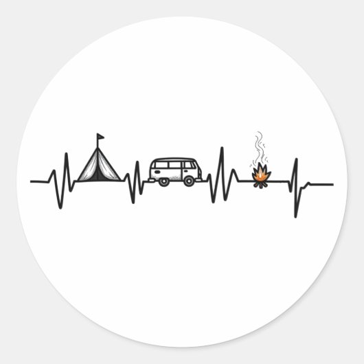 Camping Outdoor Heartbeat Naturschutz Wandern Runder Aufkleber (Vorderseite)