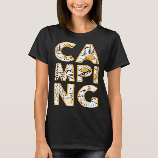 Camping Outdoor-Wandercamper niedliche Grafik T-Shirt (Vorderseite)