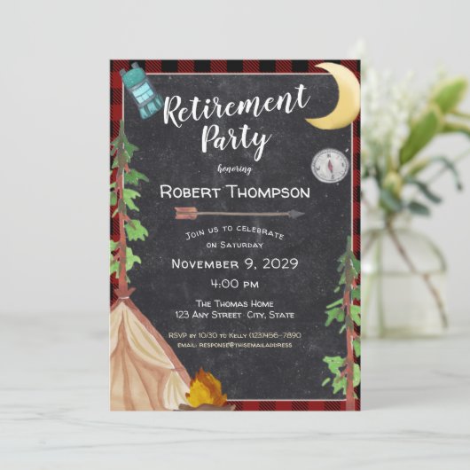 Camping Outdoorsy-Party Einladung (Stehend Vorderseite)