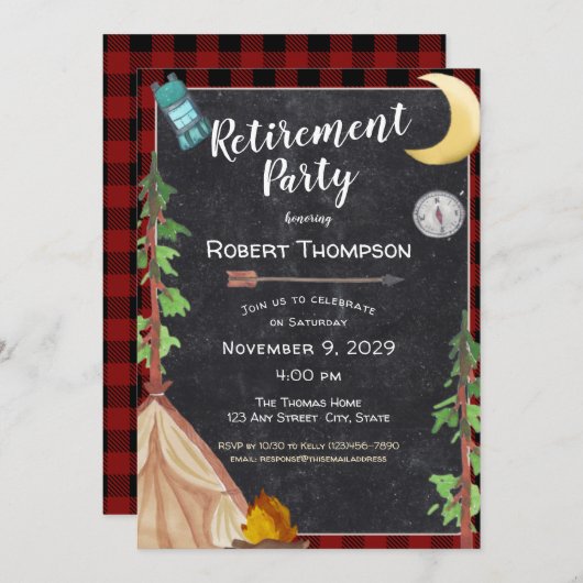 Camping Outdoorsy-Party Einladung (Vorne/Hinten)