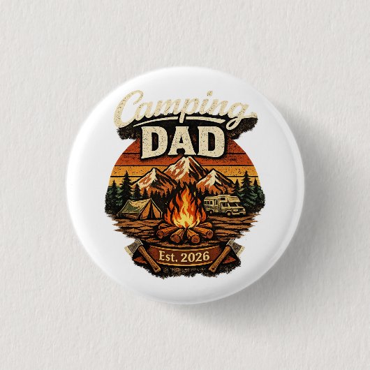 Camping Papa Est. 2026 Personalisierter Knopf Button (Vorderseite)